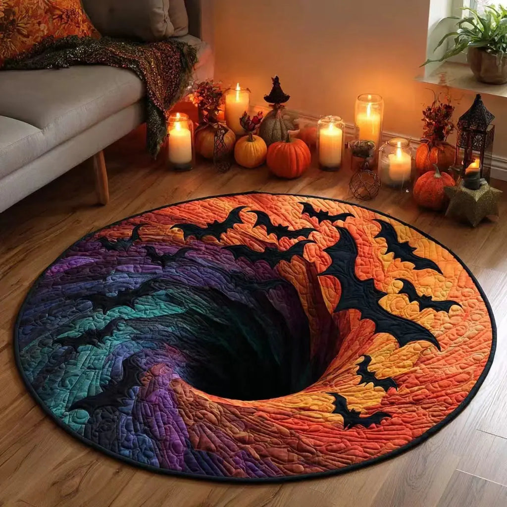 Halloween round Rug 3D Skeleton Vortex Illusion Mat, Soft Non Slip Indoor Rug, Spooky Decor for Living Room Kitchen Bathroom