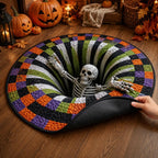Halloween round Rug 3D Skeleton Vortex Illusion Mat, Soft Non Slip Indoor Rug, Spooky Decor for Living Room Kitchen Bathroom