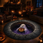 Halloween round Rug 3D Skeleton Vortex Illusion Mat, Soft Non Slip Indoor Rug, Spooky Decor for Living Room Kitchen Bathroom
