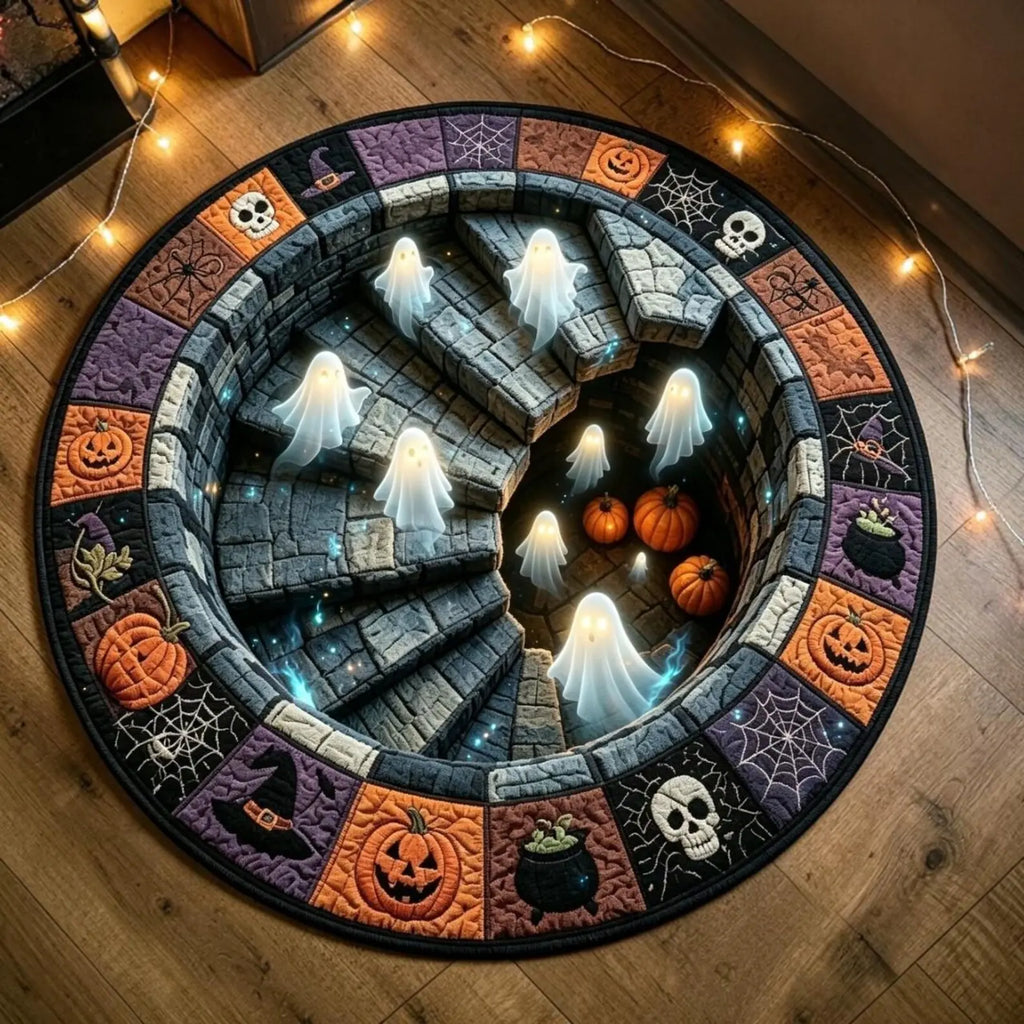 Halloween round Rug 3D Skeleton Vortex Illusion Mat, Soft Non Slip Indoor Rug, Spooky Decor for Living Room Kitchen Bathroom