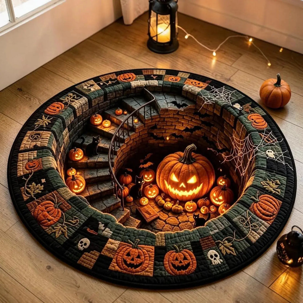 Halloween round Rug 3D Skeleton Vortex Illusion Mat, Soft Non Slip Indoor Rug, Spooky Decor for Living Room Kitchen Bathroom