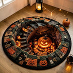 Halloween round Rug 3D Skeleton Vortex Illusion Mat, Soft Non Slip Indoor Rug, Spooky Decor for Living Room Kitchen Bathroom