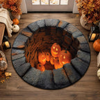 Halloween round Rug 3D Skeleton Vortex Illusion Mat, Soft Non Slip Indoor Rug, Spooky Decor for Living Room Kitchen Bathroom